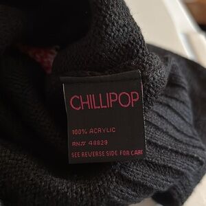 NWT Chillipop  Hooded Pull On Over Black Acrylic LS Sweater LOVE Girls 4T